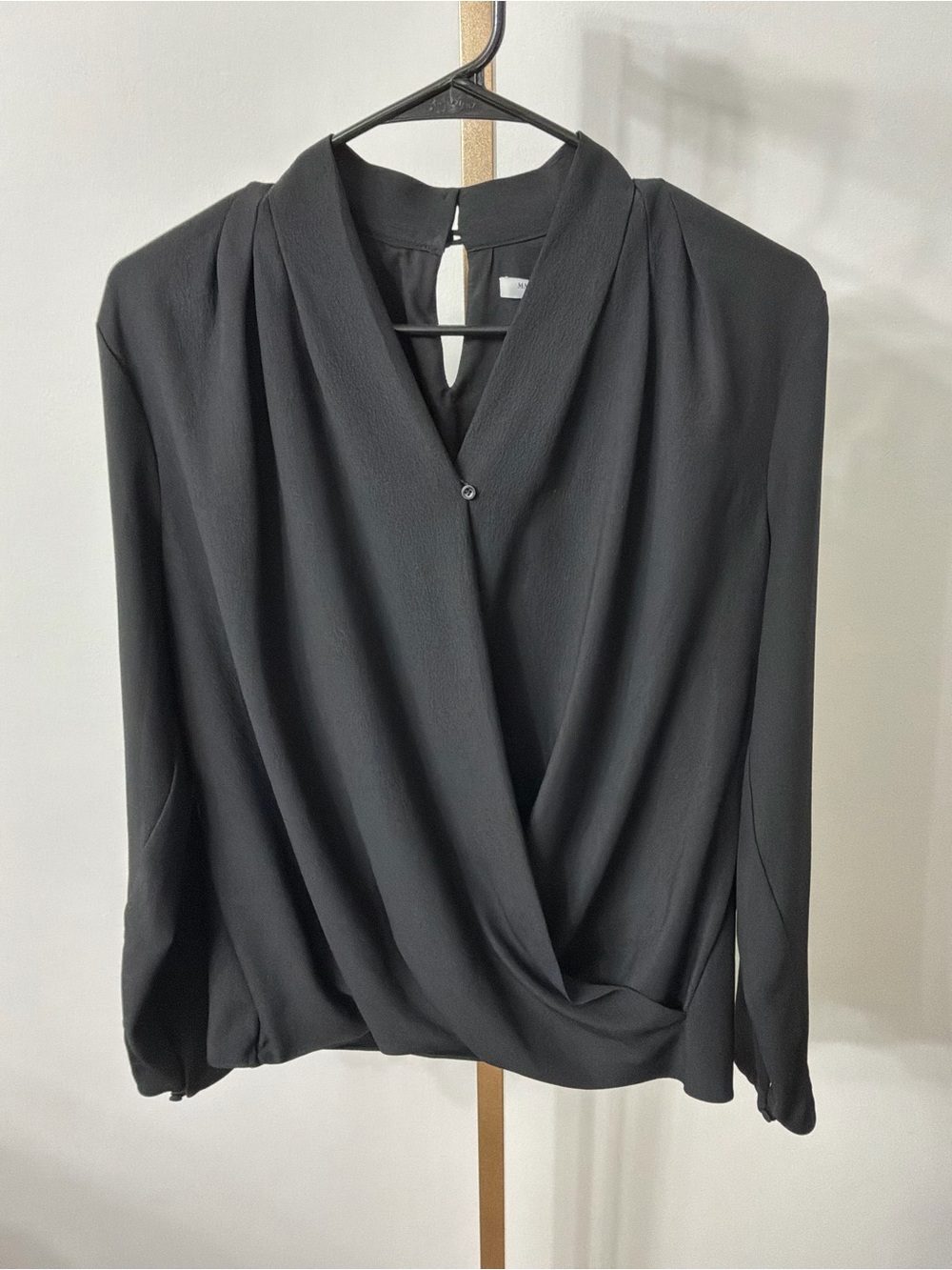 MM.LaFleur Black Draped V-Neck Wrap Blouse